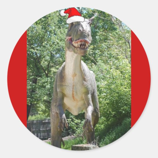 Christmas T-Rex Dinosaur Runder Aufkleber (Vorderseite)