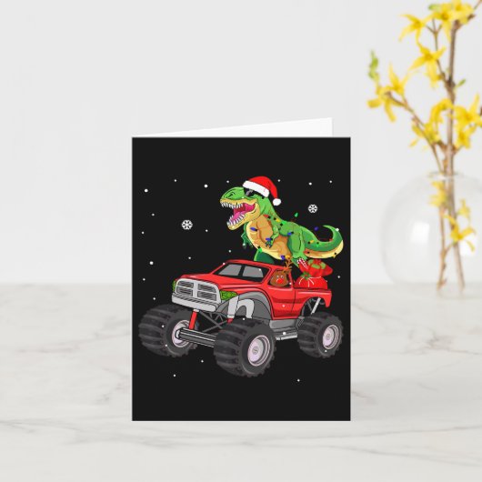 Christmas T Rex Dinosaur Truck Monster Santa Pajam Karte (Gelbe Blume)
