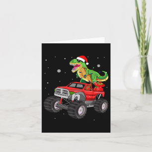 Christmas T Rex Dinosaur Truck Monster Santa Pajam Karte