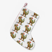 Christmas T Rex Dinosaur Xmas Dino Tyrannosaurus Kleiner Weihnachtsstrumpf (Vorderansicht (hängend))