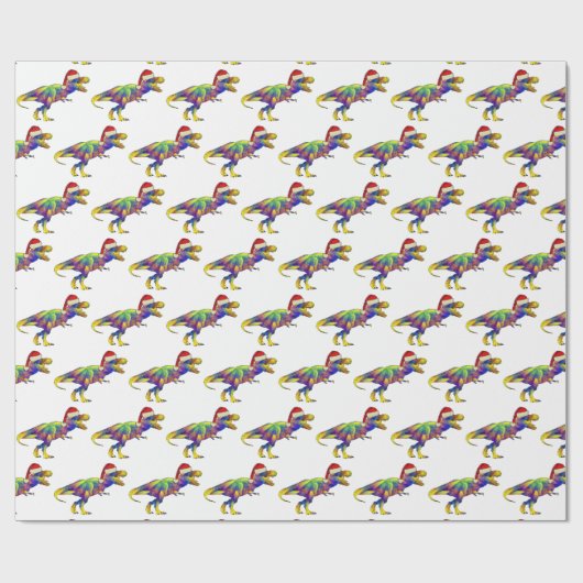 Christmas T Rex Festive Dinosaurier Geschenkpapier (Flach)