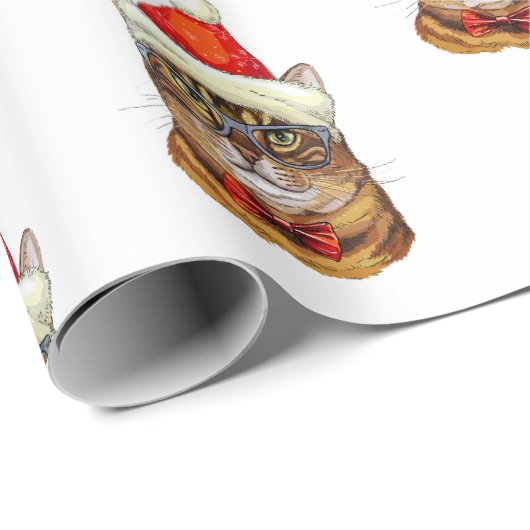 Christmas Tabby Cat Geschenkpapier (Rolleneckpunkt)