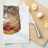 Christmas Tabby Cat Hand Towel Geschirrtuch (Viertel Falte)