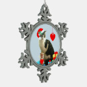Christmas Tabby Cat Schneeflocken Zinn-Ornament (Links)