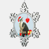 Christmas Tabby Cat Schneeflocken Zinn-Ornament (Rechts)