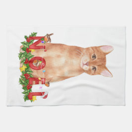 Christmas Tabby Cat Watercolor Geschirrtuch