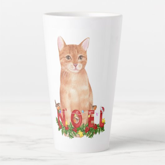 Christmas Tabby Cat Watercolor Milchtasse (Vorderseite)