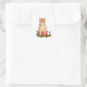 Christmas Tabby Cat Watercolor Quadratischer Aufkleber (Tasche)