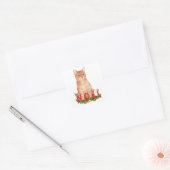 Christmas Tabby Cat Watercolor Quadratischer Aufkleber (Umschlag)