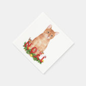 Christmas Tabby Cat Watercolor Serviette (Ecke)