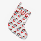 Christmas Tabby Cat with Red Scarf For Pet Lovers Kleiner Weihnachtsstrumpf (Vorderansicht (hängend))
