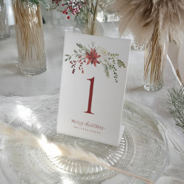 Christmas Table Numbers Elegant Berries Greenery Sockelschild