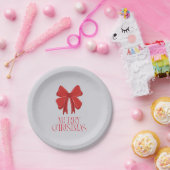 Christmas Tableware Pastel Plate | Red Bow Accent Pappteller (Party)