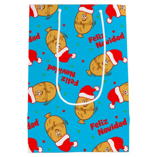 Christmas Tamales Pattern Mittlere Geschenktüte (Rückseite)