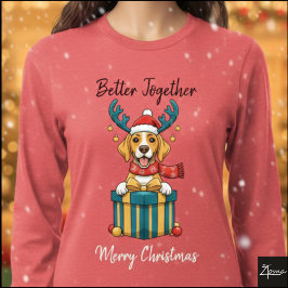 Christmas Tan Pointer Reindeer Gift Graphic Tri-Blend Shirt