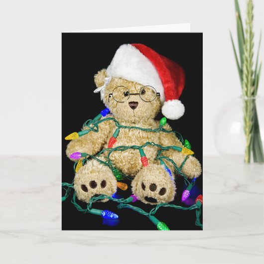Christmas Tangled Teddy Bear Feiertagskarte (Vorderseite)