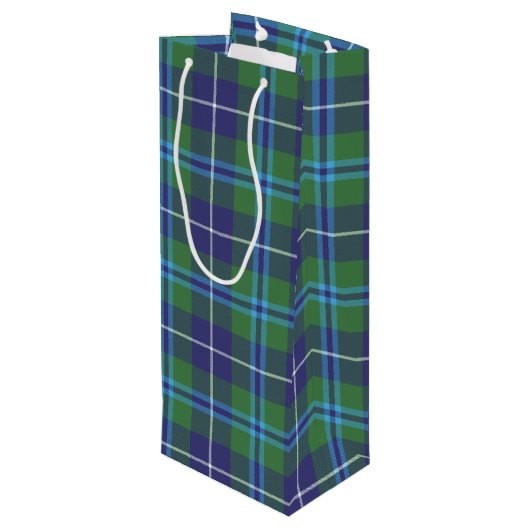 Christmas Tartan Clan Douglas Karierter Karo Geschenktüte Für Weinflaschen (Rückseite Schrägansicht)