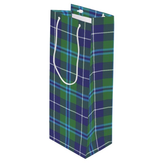 Christmas Tartan Clan Douglas Karierter Karo Geschenktüte Für Weinflaschen (Vorderseite Schrägansicht)