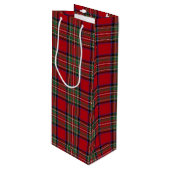 Christmas Tartan Clan Stewart Karierter Karo Geschenktüte Für Weinflaschen (Vorderseite Schrägansicht)