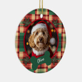 Christmas Tartan Custom Dog Foto Keramik Ornament (Rechts)