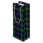 Christmas Tartan Green Lila Kariert Geschenktüte Für Weinflaschen (Rückseite Schrägansicht)