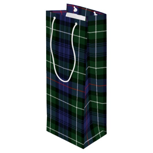 Christmas Tartan Green Lila Kariert Geschenktüte Für Weinflaschen (Rückseite Schrägansicht)