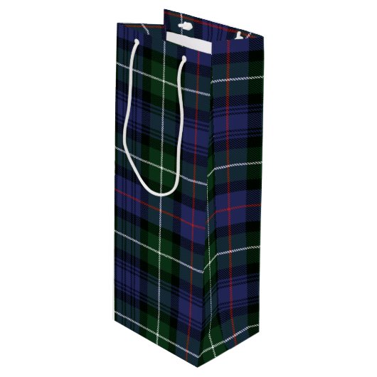 Christmas Tartan Green Lila Kariert Geschenktüte Für Weinflaschen (Vorderseite Schrägansicht)