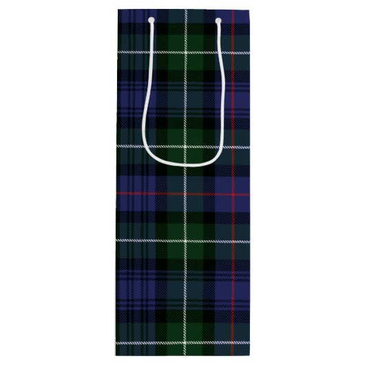 Christmas Tartan Green Lila Kariert Geschenktüte Für Weinflaschen (Vorderseite)
