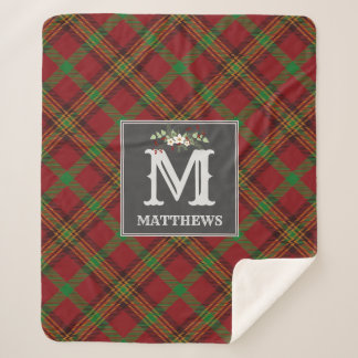 Christmas Tartan Monogram Family Pattern Holiday Sherpadecke