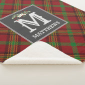 Christmas Tartan Monogram Family Pattern Holiday Sherpadecke (3/4)