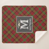 Christmas Tartan Monogram Family Pattern Holiday Sherpadecke (Vorderseite (Horizontal))