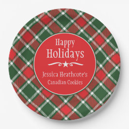 Christmas tartan name cookie exchange paper plate pappteller