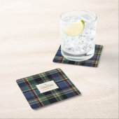 Christmas Tartan Navy Blue Green ID1141B Rechteckiger Pappuntersetzer (Vor Ort)