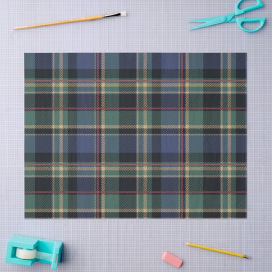 Christmas Tartan Navy Blue Green ID1141B Seidenpapier (Basteln)