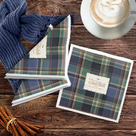 Christmas Tartan Navy Blue Green ID1141B Serviette