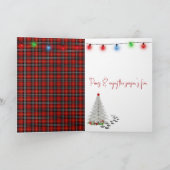 Christmas Tartan Plaid Dog Paw Print and Hat Karte (Innenseite)