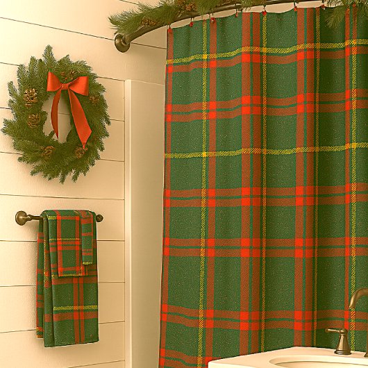 Christmas Tartan Red Green Kariert Duschvorhang