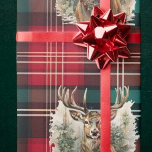 Christmas Tartan Reindeer Geschenkpapier
