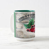 CHRISTMAS TASSE VINTAGER ROTER LKW (Vorderseite Links)