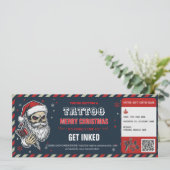 Christmas Tattoo Gift Certificate BlueCard Voucher Einladung (Stehend Vorderseite)