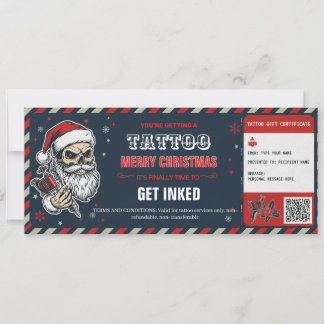 Christmas Tattoo Gift Certificate BlueCard Voucher Einladung