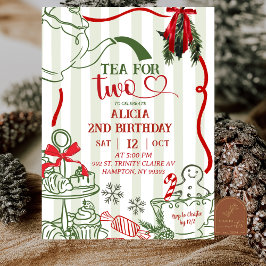 Christmas Tea 2nd Birthday Scribble Hand Drawn Einladung