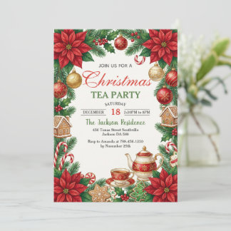 Christmas Tea Holiday Party Invitation Einladung