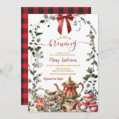 Christmas Tea Party Baby is Brewing Baby Shower Einladung (Vorne/Hinten)