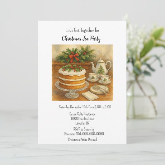 Christmas Tea Party / Tea Time Einladung (Stehend Vorderseite)