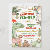 Christmas Tea-Rex Dinosaur Tutu Birthday Girl Einladung (Vorderseite)