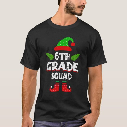 Christmas Teacher 6th Grade Elf Squad Xmas Matchin T-Shirt (Vorderseite)