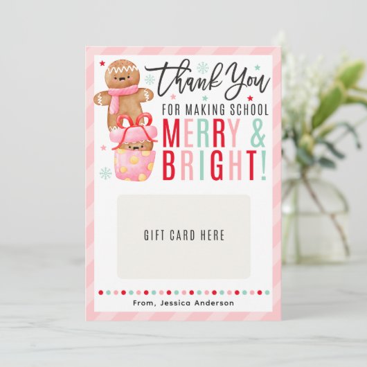 Christmas Teacher Appreciation Gift Card Holder Einladung (Stehend Vorderseite)