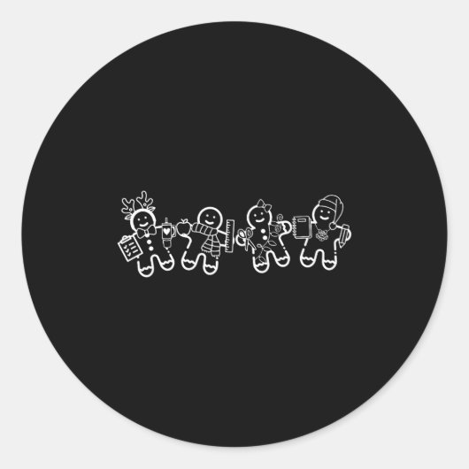 Christmas Teacher Cute Gingerbread Cookies Funny H Runder Aufkleber (Vorderseite)