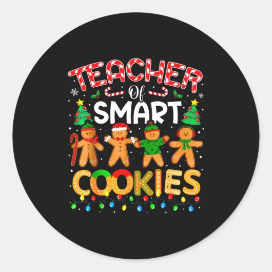 Christmas Teacher Of Smart Cookies Funny Cute Ging Runder Aufkleber (Vorderseite)